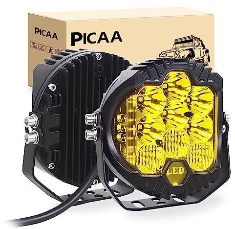 PICAA LED Arbeitsscheinwerfer,2X 7 Zoll 75W Bernstein 3000K Scheinwerfer | Led Nebelscheinwerfer, Offroad Bar, 12V 24V, für Offroad Motorrad 4WD SUV ATV UTV Truck