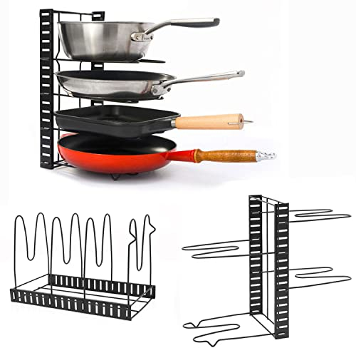 MAKLIK Organizador Ollas y Sartenes - 4 Estantes Kitchen Organizer Organizador Sartenes Cajon Cabinet Organizer Organizador de Sartenes Separador de Sartenes para Cajones Organizador Sartenes y Tapas