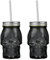 Totenkopf-Glas, 450 ml, mit Deckel und Trinkhalmen, 2 Gläser
