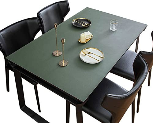 FANIVIN PU Tischdecke Tischmatte Schreibtisch Tischfolie Haushalt Küche Bürobedarf Doppelseitig Tischschutz Matte Wasserdicht Grün+Grau 80 * 120cm