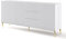 BIM Furniture Ravenna B 3D3S Commode en MDF de qualité supérieure, 200 cm, avec façade fraisée, buffet sur pieds en métal doré, 3 armoires, 3 tiroirs, blanc mat