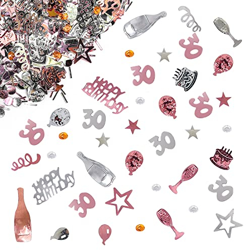 Giftota - Konfetti 30 Geburtstag Deko - 30. Geburtstag Deko - Konfetti (Roségold) - Partydekoration Geburtstag 30 - Konfetti-Dekoration für Jubiläen, Geburtstage, Partys, Tischdeko