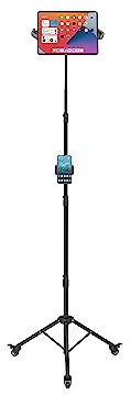 Mount Plus TB-F01 - Trípode de piso con rueda para iPhone iPad, iPad Pro y otras tabletas de 9 a 15 pulgadas con rotación de 360°