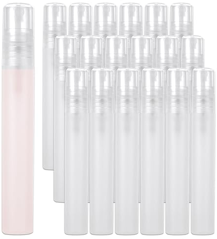 MIVIDE 60 atomizadores de perfume de 10 ml, rellenables, botella pulverizadora vacía pequeña de plástico para perfume, viaje, limpieza, cara