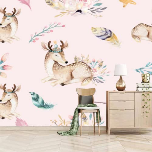 GIVLWF Papier Peint Panoramique Lapin Mignon De Cerf De Raccon, Animal De Pépinière Déco de La Maison - Pour Salon Chambre D'enfant Décoration Murale 150 x 70 cm