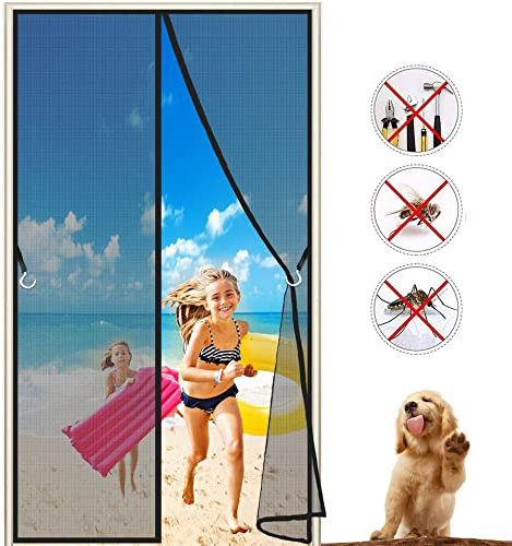 Insektenschutz Fliegengitter für Tür 145x220 cm wetterfestes Moskitonetz aus Fiberglasgewebe, Insektenschutztür Fliegenschutz Mückenschutz Mückengitter, 2023-Version Anthrazit