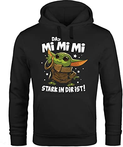 MoonWorks® Hoodie Herren Bedruckt Spruch lustig Das Mimimi stark in dir ist Baby Yoda Fun-Motiv Parodie Kapuzen-Pullover schwarz XL