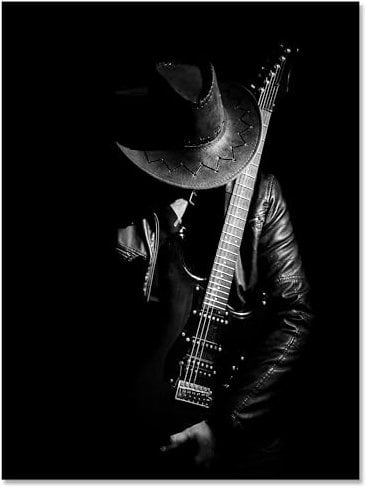 wandmotiv24 Leinwandbild Schwarz-Weiß, Gitarre M0543