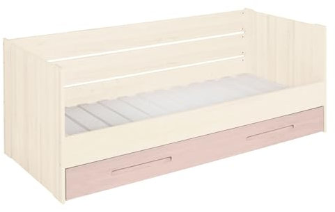 BioKinder - Das gesunde Kinderzimmer Lina Schlafsofa mit Bettkasten und 2 Lattenrosten, Farbe:Massivholz Kiefer Steinrosé, Farbe des Korpus:Massivholz Kiefer Naturweiß