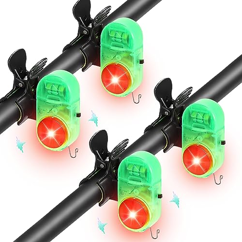 5 unidades 2 en 1 de luz LED con sensor de movimiento, luz de alarma, pesca, pesca nocturna, cañas LED, indicador de picada de luz nocturna, indicador de mordida con clip (4 piezas-B)