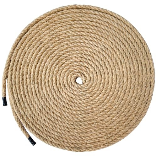 ILIKEEC Cuerda de yute, cuerda resistente de 55 pies y 8 mm, perfecta para rascar gatos, manualidades, agrupación, decoración de jardinería y colgar (8 mm x 16,8 m)