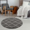 THE RUGS Modern Moroccan Design Living Room and Bedroom Rugs, Non-Shedding & Easy Care (Boho Dark Grey/Ivory, 120 cm Round)