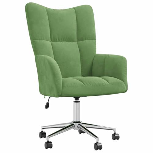 vidaXL Relaxsessel mit Rollen Drehbar Höhenverstellbar Fernsehsessel Polstersessel Polsterstuhl Relaxstuhl Sessel Ohrensessel Wohnzimmer Hellgrün Samt
