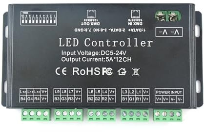 CONTIA DC 5 V-24 V 12 canali DMX 512 RGB Controller for luci di Striscia LED Decodificatore DMX Driver dimmer for modulo Luce di Striscia LED