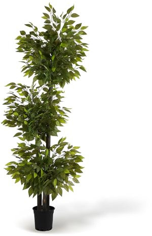 BLAINE | Ficus 3 Copas 180cm | Plantas Artificiales Decorativas | Planta Artificial Grande | Plantas Artificiales para Interior/Exterior | Planta Artificial Realista Decorativa para Casa