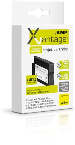 KMP Xvantage Tintenpatrone passend für HP 953XL Yellow (F6U18AE) - H166YX - für Officejet Pro 7720 7730 7740 8210 8218 8710 8715 8719 8720 872... etc.