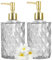 HIYAA Glass Soap, Versatile 14 Oz Dripless Pump Bottle, Refillable Liquid Hand Jar Dispenser for Bathroom, Countertop, Kitchen, Laundry Room (Diamond Pattern, 2 Pack)