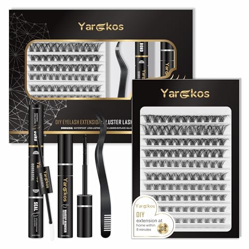 DIY Lash Extension Kit, 110Pcs Individual False Eyelash Clusters, 8-16MM D Mix Curl, Bond Seal Glue, Lash Remover, Tweezer with Comb, Women Natural Eyelash Extension Set, Beginner Home Use (Black-A1)