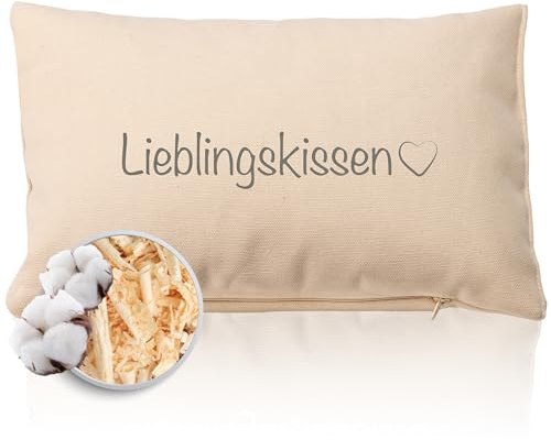 Herbalind Zirbenkissen LIEBLINGSKISSEN Duftkissen mit Zirbe Geschenke für Vater zum Vatertag - Kissen mit Füllung Geburtstagsgeschenk Weihnachten Geschenk-Idee - 30x20 cm Natur