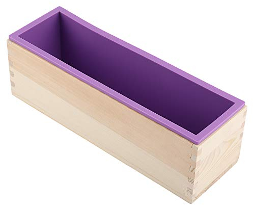 Moldes de Jabón Rectangulares, 42 Oz 1200Ml Forro de Silicona Flexible Carcasa de Madera Moldes de Jabón para Pan Hechos A Mano Herramienta de Bricolaje, para Hacer Pastel Pudín de Chocolate Helado