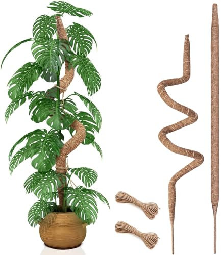 2er-Pack 90 cm Moosstangen, biegbare Moosstangen für Monstera-Pflanzen, hohe Moosstangen für Kletterpflanzen im Innenbereich, große Moosstangenstütze, Gartenspalierstäbe für Pflanzen