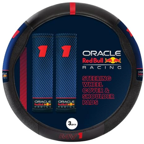 Red Bull Oracle Universelle Lenkradhülle + Gurtpolster - Schwarz/Rot/Blau | Typ 002 MV1