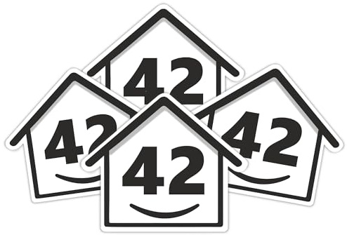 4 x Bin Numbers for Wheelie Bins, 1-99, 15cm ‘Happy House’ Design Dustbin Stickers, Easy Application Stick On Number Stickers - Weatherproof Self Adhesive Vinyl, Black (42)