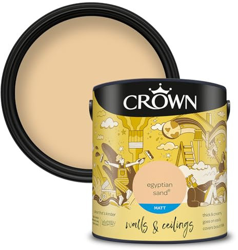 Crown Walls & Ceilings Matt Emulsion Paint, Size 2.5L, Egyptian Sand