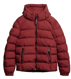 Superdry Herren Kapuzen-Sportpufferjacke Rot Dahlie XXL