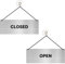 Open Closed - Cartello sospeso 16 cm x 6 cm, con ventosa, double face