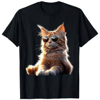 Maine Coon Katze mit Sonnenbrille Süße Maine-Coon Katzen T-Shirt