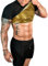 FUXERT Sauna-Shirt für Herren, Schweißanzug, Kompressions-T-Shirt, Gewichtsverlust, Body Shaper, Shirts für Workout, Sport, Schwarz/Gold, X-Large