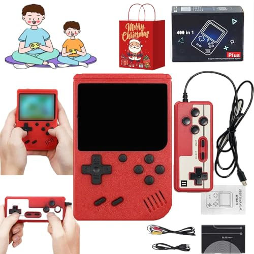 Arcade Buddy Tendo, Retro Handheld Game Console, Over 400 Nostalgic Games, Handheld Retro Game Console Support 2 Players Play On TV, Handheld Game Console Bag (Red)