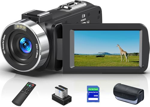 8K Camcorder WiFi IR Vlogging Camera, 3.0'' IPS Touch Screen, Black, Wide Angle Lens, Prime Lens Design, Auto/Manual Focus