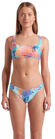 ARENA Water Prints Women's Bralette Bikini Swimsuit with Stretchy Recycled Quick-Dry Fabric, Beach and Pool Swimsuit for Women, Women's Swimsuit with Removable Cups and Top with Ties Coral