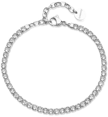 Brosway Bracciale Donna, Bracciale Tennis in Acciaio e Cubic Zirconia | Collezione Desideri - BEI099