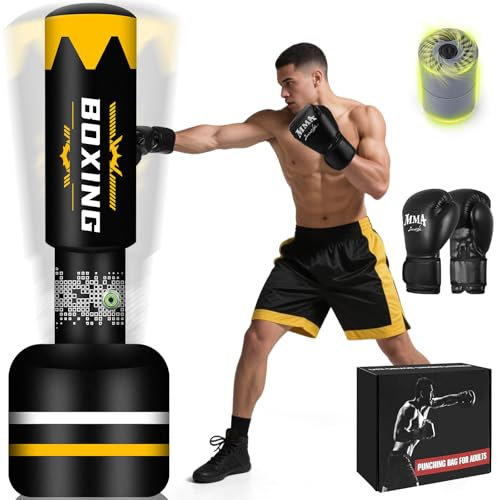 YORWHIN Boxsack Erwachsene, 180cm Upgraded Selbst Aufblasen Schweren Boxsack mit Boxhandschuhen und Built-in Luftpumpe für die Ausbildung MMA Muay Thai Fitness Anfänger