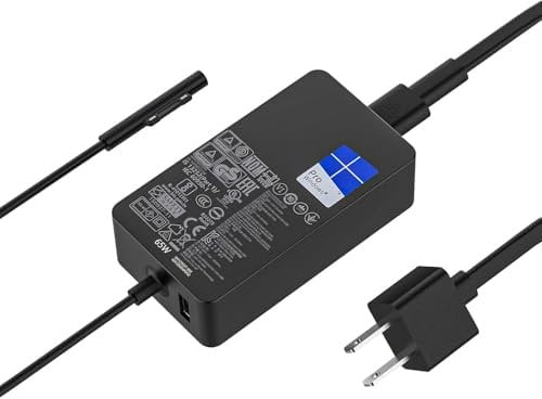 65W Surface Pro Charger Replacement Fit for Microsoft Surface Pro 3/4/5/6/7/8/9/X, Power Supply AC Adapter for surface laptop 5 4 3 2 1 surface Go 1 2 3, Surface Book 1 2 3 Power Supply Cord