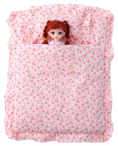 HONITANO 1satz Miniatur Bettzeug Für Puppenhaus Niedlicher Schlafsack Mit Erdbeer-Muster Dekoratives Realistisches Mini-bettzeug Für Puppenzimmer Hochwertiges Zubehör Für Kreative