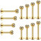 12pcs Stainless Steel Labret Lip Ring,Gold Earring Stud Piercing Jewelry 6mm 8mm 10mm 12mm