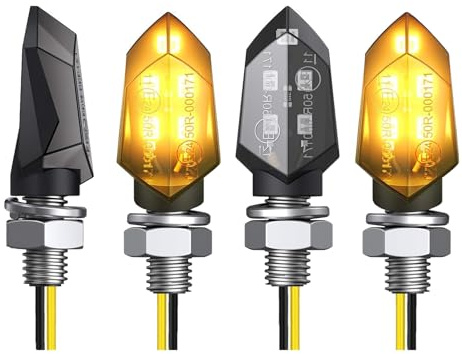 Wvxilyr 4 Stück Motorrad-Blinker, LED, Mini-Indikatoren, universal, 12 V, wasserdicht, LED-Motorrad-Blinker, Blinker, 12 V vorne, für Motorräder, Roller, Quads und Cruiser
