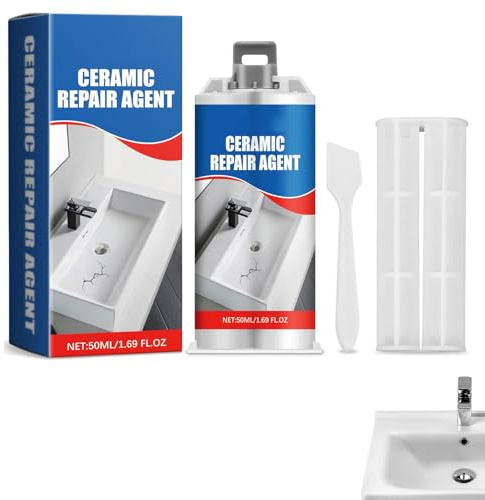 Fliesenreparaturset Weiß, Reparaturset für Fliesen, Granit und Marmor, Reparaturpaste für Keramikglasuren, Zum Reparieren Von Kratzern, Löchern, Rissen, 50ML