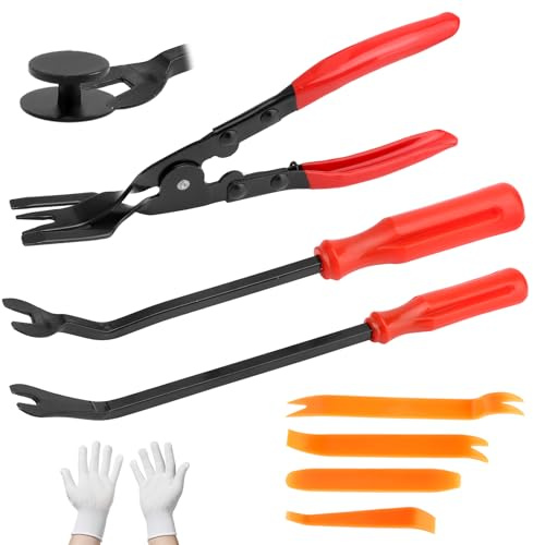APOMOONS 7 Stück Hebelwerkzeug Auto mit Handschuhe,Hebelwerkzeug-Reparatur-Set mit Aufbewahrungstasche,Befestigungsentferner,Auto-Clip-Zangen-Set zum Entfernen von Türverkleidungen Innenraumklammern