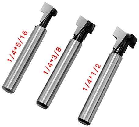 Lodoot 3pcs 1/4 di pollice 6mm gambo per T Slot Router Bit Bullone per Foro Chiave Bit Fresatura Keyhole Knife Set
