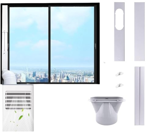 Klimaanlage Fensterabdichtung Rolladen, Fensterabdichtung Platte mit Klima Abluftschlauch Fensteradapter für Mobile klimageräte, Einstellbare Fenstergleit Kit für Vertikalen/Horizontalen Fenstern (A)