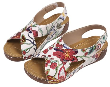 Sandalen Damen Elegant Orthopädische Slide Bequeme Breite Füße Plateau Damensandalen Ultra-bequeme Slingback Weichen Sohlen Sandaletten Hallux Valgus Strandsandalen