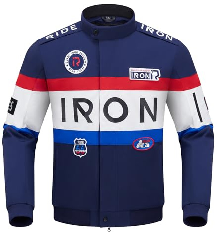 RIDEIRON Motorradjacke Herren mit Protektoren CE – Textil Biker Jacke mit Thermofutter, Stickerei Design, Winddicht Atmungsaktiv, Touring Motorrad Jacke für Frühling Herbst Winter M-XXL