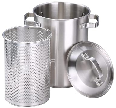 Keramik-Kochtopf, kleine Kupfertöpfe, Brattopf aus Edelstahl, 4 l, Spargeltopf mit Siebkorb und Deckel – Mehrzweck-Bratpfanne