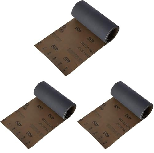 wolfcraft Schleifpapierrolle 3mx115 mm - 5816000 - Körnung 400 - für Metall, Lack, Kunststoff - Nass- und Trockenschleifen - für Schwing-& Handschleifer (Packung mit 3)