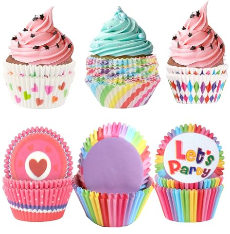 Moldes Magdalenas 300Pcs Cápsulas Papel Magdalenas Cupcakes Molde Individuales para Cupcakes Muffin y Magdalena de Papel Capacillos para Hornear, Fiestas, Cumpleaños y Bodas (multicolor)